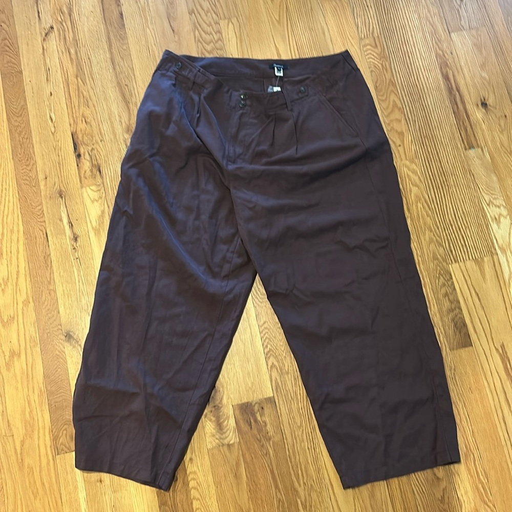 Madewell The Plus Harlow Wide-Leg Pant in Drapey Twill in Brown Size 20W NWT